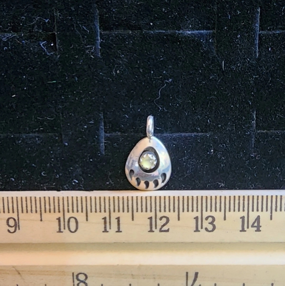 Native American Bear Paw Shadow Box Sterling Silver Necklace Pendant Tested+